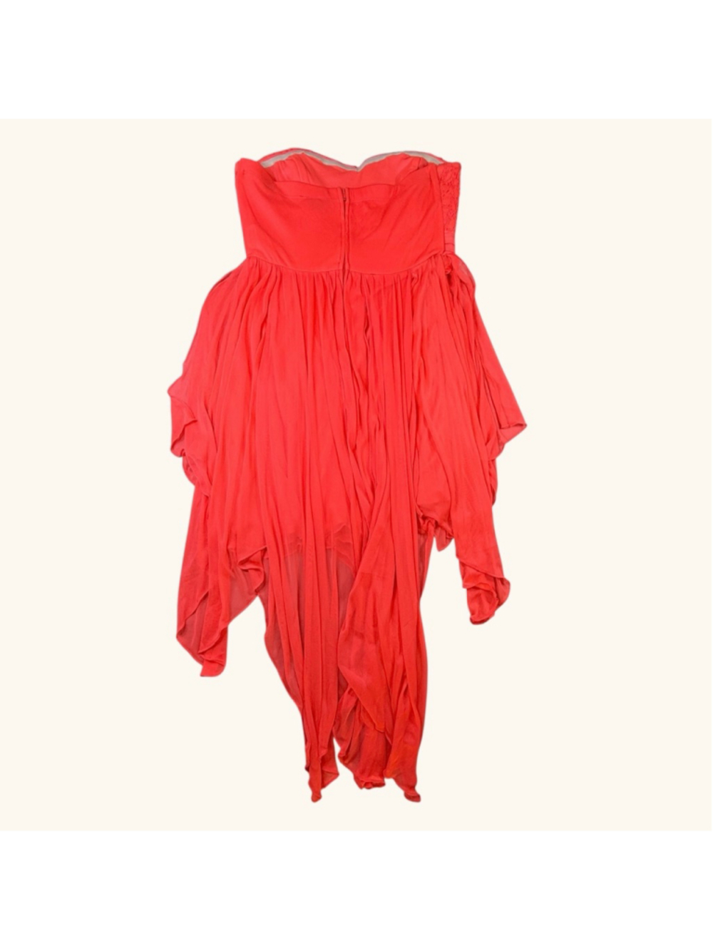 My Michelle Strapless High Low Dress Womens 13 Coral Chiffon Lace Prom Homecomin